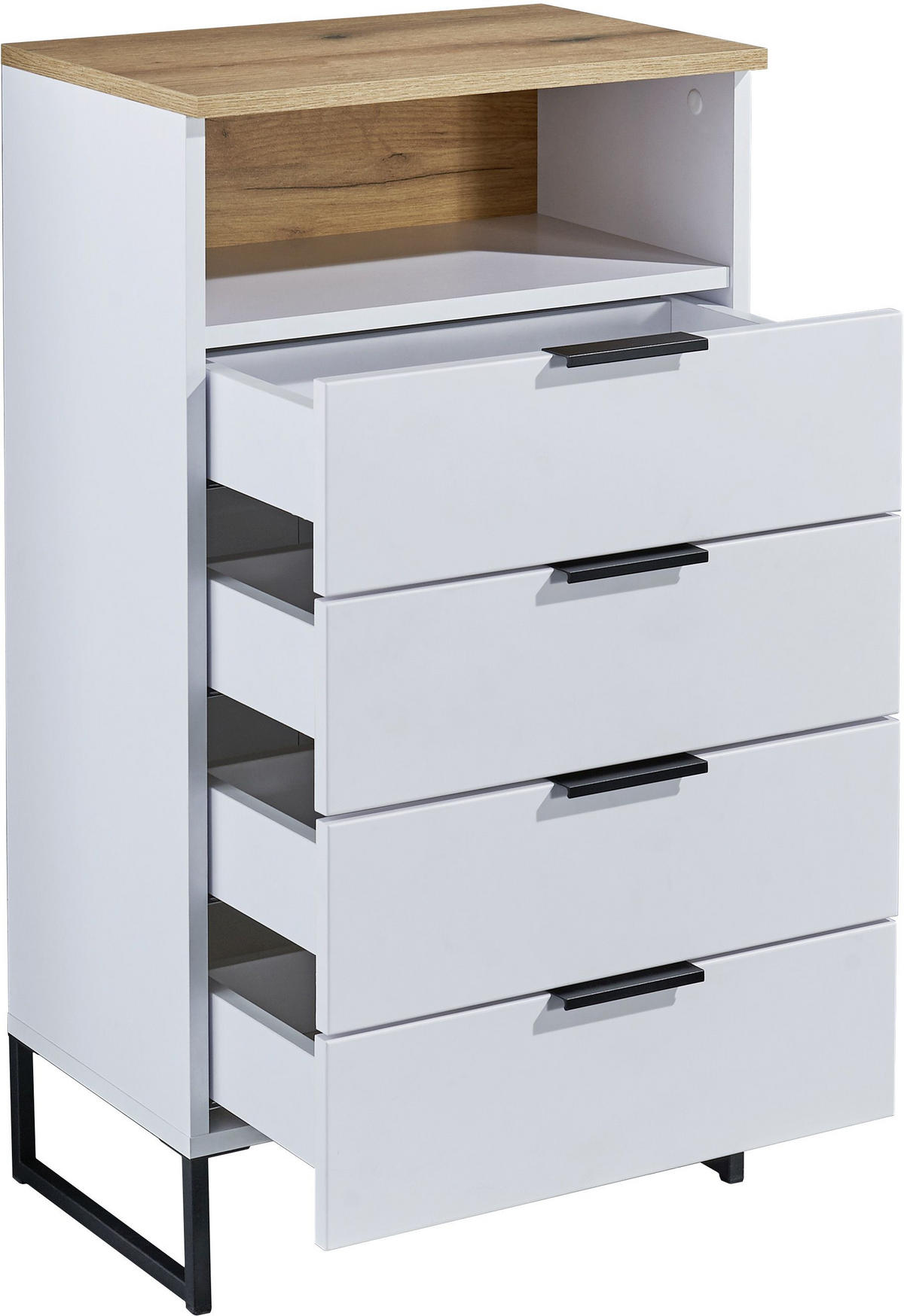MIDISCHRANK 50/91/32 cm  - Eichefarben/Schwarz, KONVENTIONELL, Holzwerkstoff/Metall (50/91/32cm) - home24