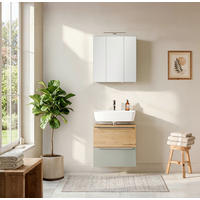 BADEZIMMER 2-teilig  in 60 cm  - Schilfgrün/Wildeiche, Trend, Glas/Holzwerkstoff (60cm) - Held