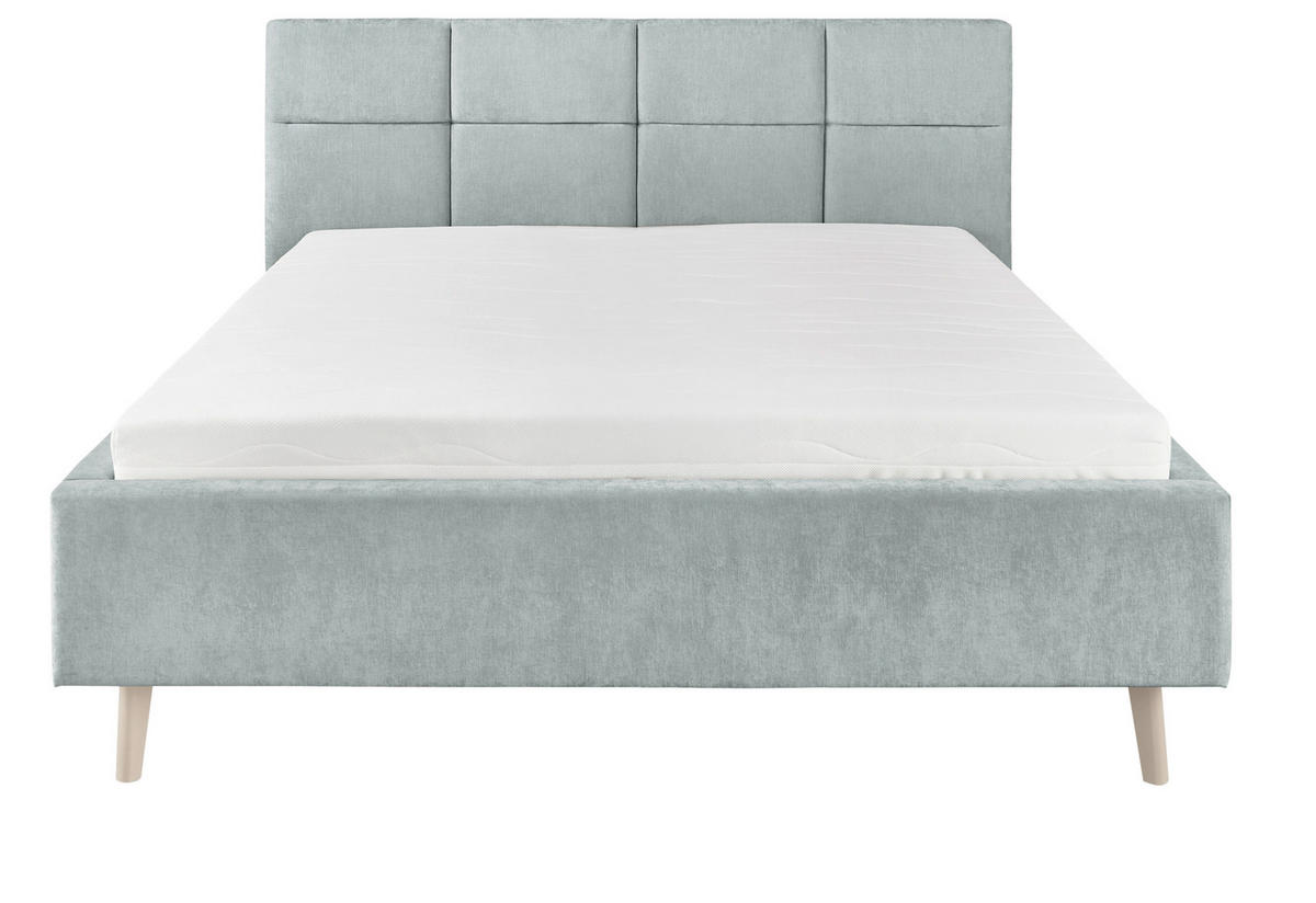 POLSTERBETT 140/200 cm,  in Hellblau,  - Sandfarben/Hellblau, KONVENTIONELL, Holz/Textil (140/200cm) - SetOne by Musterring