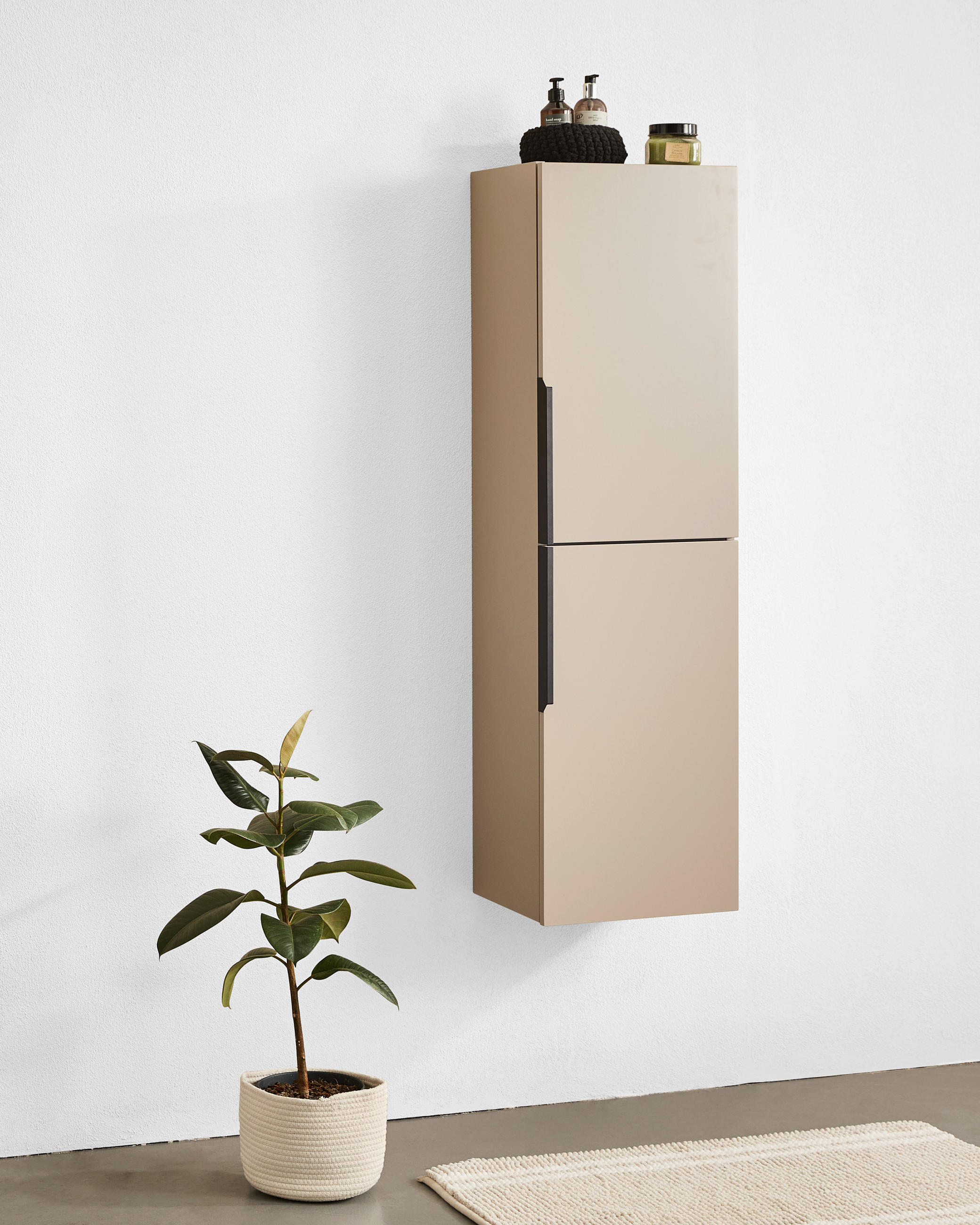 MIDISCHRANK 40/138/32 cm  - Beige/Schwarz, MODERN, Glas/Holzwerkstoff (40/138/32cm) - MID.YOU