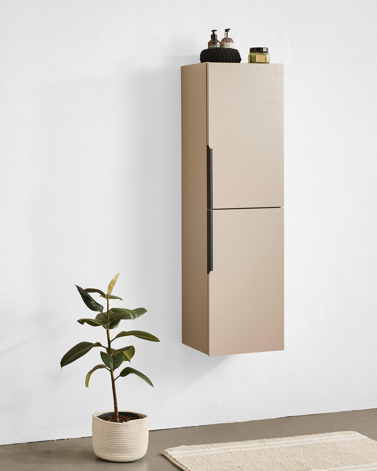 MIDISCHRANK 40/138/32 cm  - Beige/Schwarz, MODERN, Glas/Holzwerkstoff (40/138/32cm) - MID.YOU