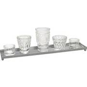 TEELICHTHALTER-SET - Klar/Silberfarben, Trend, Glas/Metall - Ambia Home