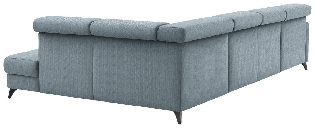 WOHNLANDSCHAFT Flachgewebe Hellblau  - Schwarz/Hellblau, Konventionell, Textil/Metall (174/333/215cm) - Beldomo System