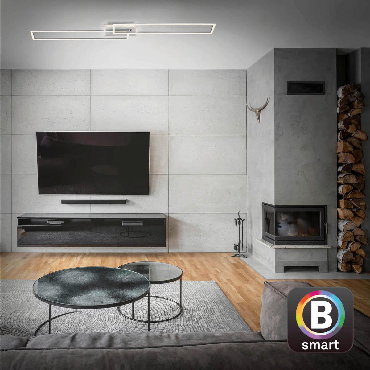 LED MENNYEZETI LÁMPA - alumínium színű, Basics, műanyag/fém (110/7,8/24,8cm)