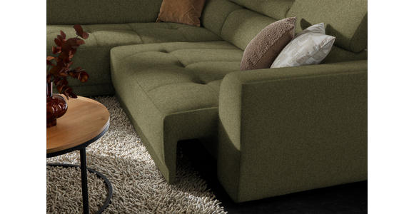 ECKSOFA in Struktur Olivgrün 205/284 cm - Schwarz/Olivgrün, Design, Kunststoff/Textil (205/284cm) - Xora