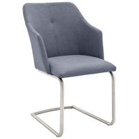 SCHWINGSTUHL  in Edelstahl Lederlook  - Blau/Edelstahlfarben, Design, Textil/Metall (54/88/62cm) - Novel
