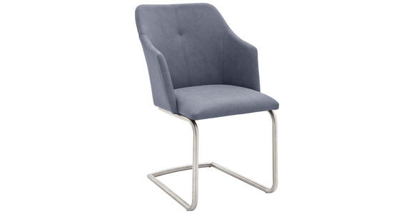 SCHWINGSTUHL in Edelstahl Lederlook - Blau/Edelstahlfarben, Design, Textil/Metall (54/88/62cm) - Novel
