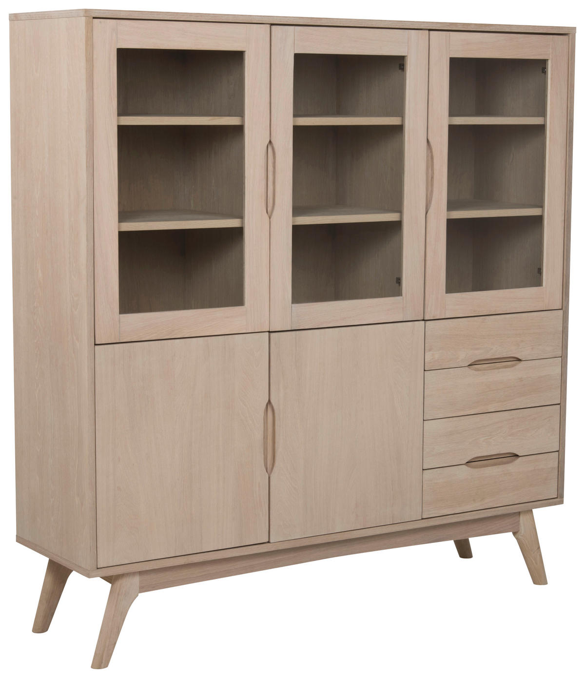 VITRINA, furnirano hrast barve hrasta - barve hrasta, Moderno, steklo/les (140/148/40cm) - MID.YOU