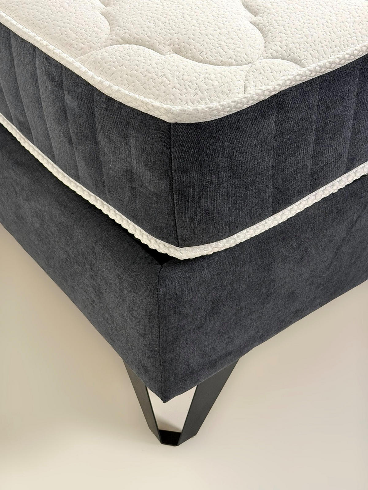 Pat Tapițat, 180/200 cm, albastru - albastru/negru, Basics, metal/textil (180/200cm)