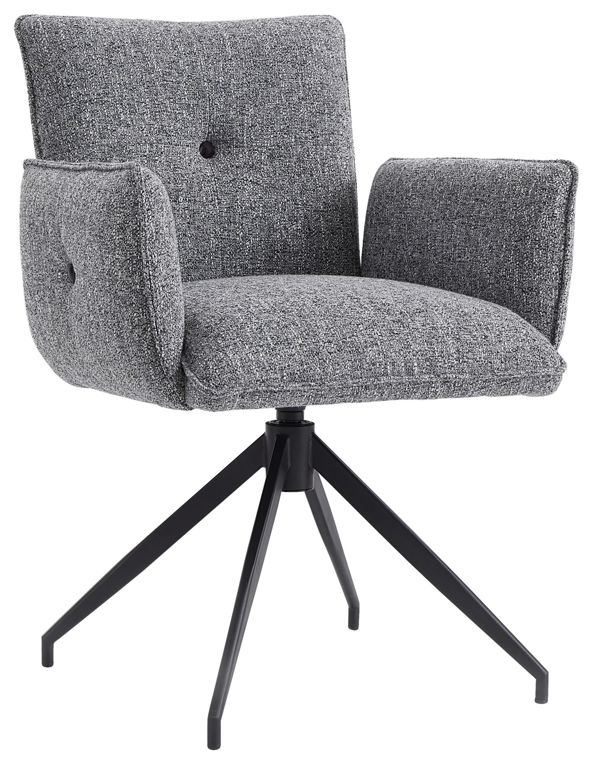 ARMLEHNSTUHL  in Eisen Leinenoptik  - Schwarz/Grau, Design, Textil/Metall (63/82/63cm) - Hom`in