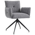 ARMLEHNSTUHL  in Eisen Leinenoptik  - Schwarz/Grau, Design, Textil/Metall (63/82/63cm) - Hom`in