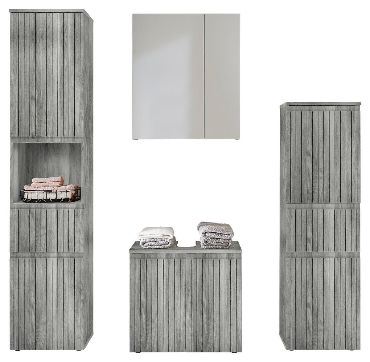 SPIEGELSCHRANK 60/70/20 cm  - Eiche grau, MODERN, Glas/Holzwerkstoff (60/70/20cm) - MID.YOU