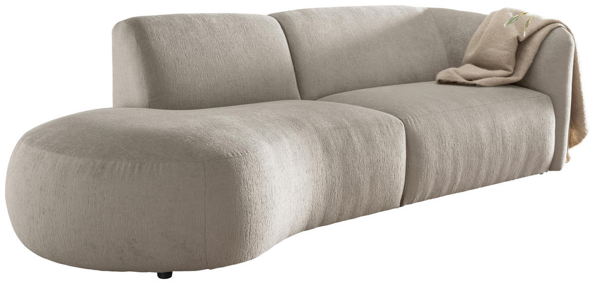 ECKSOFA Jesi Taupe Mikrofaser  - Taupe/Schwarz, MODERN, Kunststoff/Textil (107/238cm) - Livetastic