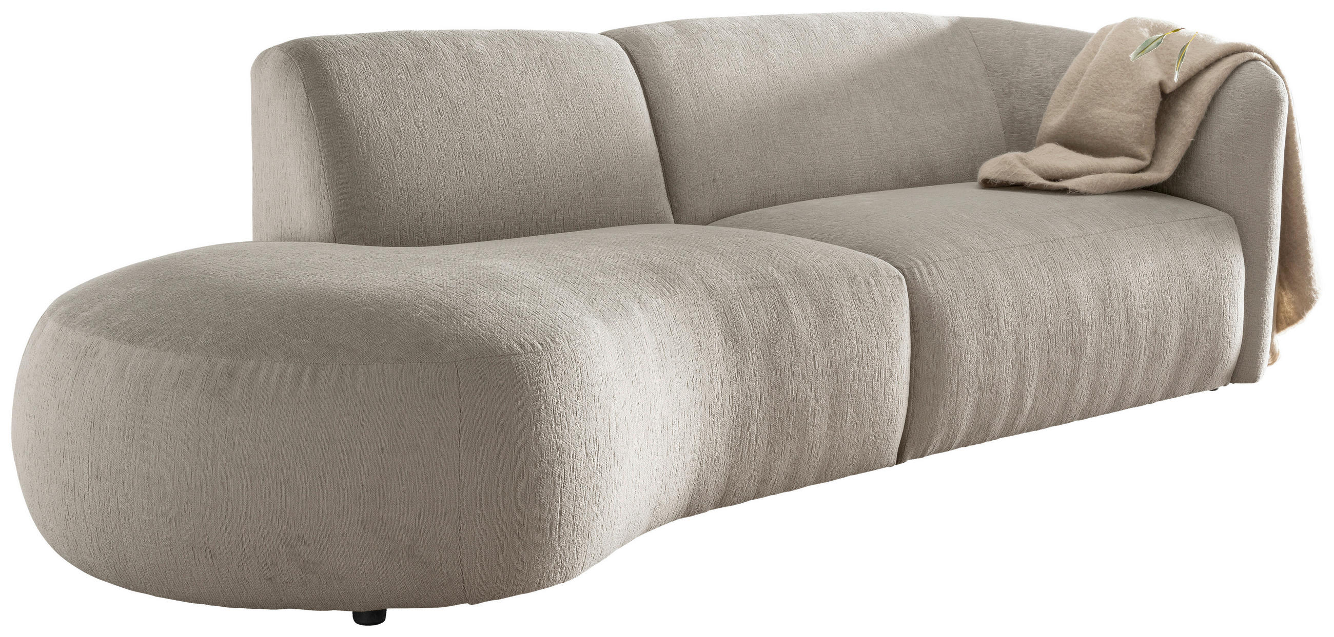 Thumbnail - Livetastic Ecksofa Jesi, Taupe, Textil, Uni, 3,5-Sitzer, Ottomane links, organische Form, 238x107 cm, Made in EU, Rücken...