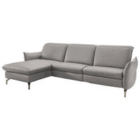 ECKSOFA Chenille Grau, Weiss  - Weiss/Grau, Modern, Textil/Metall (179/233cm) - Livetastic