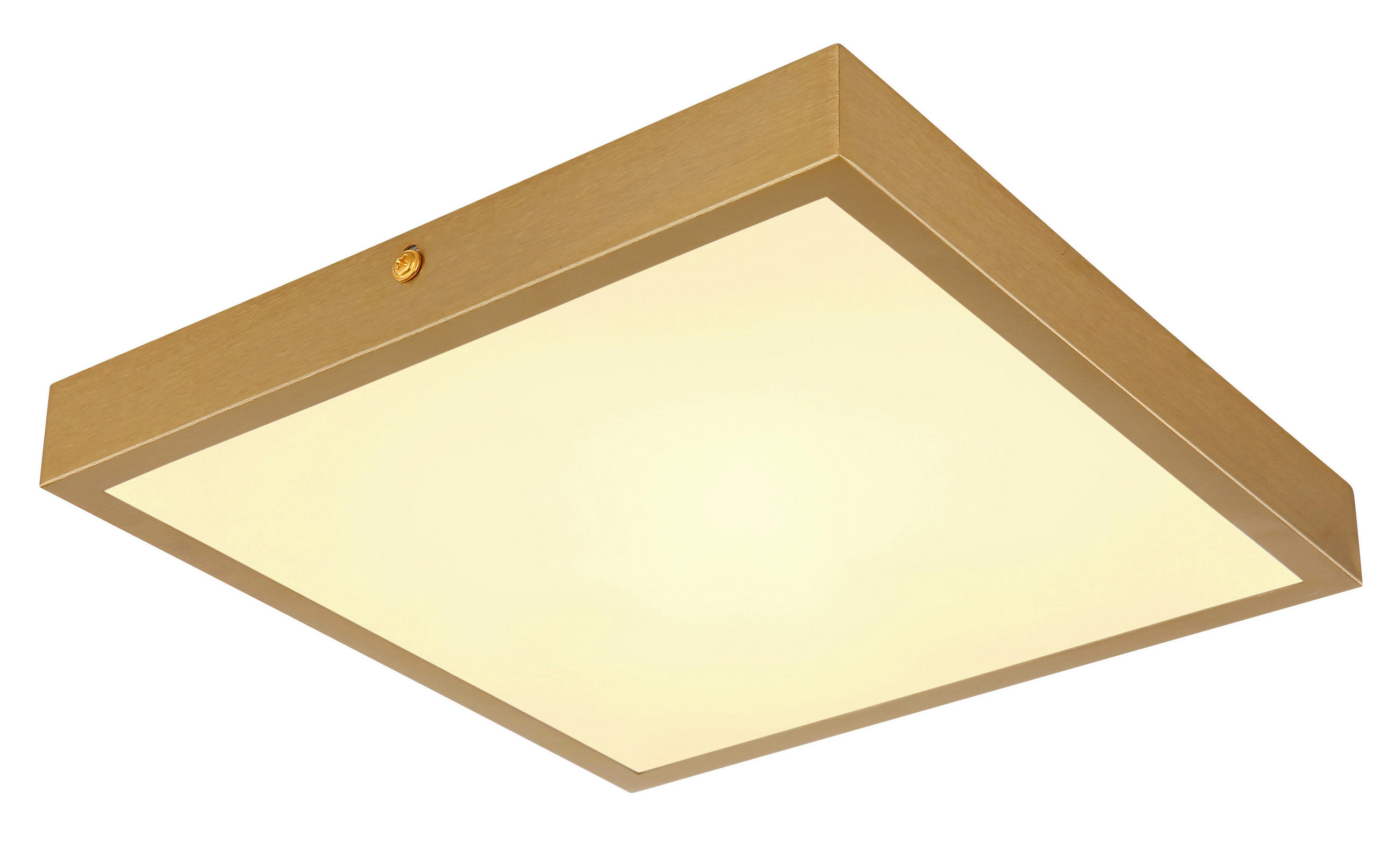LED-DECKENLEUCHTE 25/25/3 cm   - Messingfarben/Opal, KONVENTIONELL, Kunststoff/Metall (25/25/3cm) - Globo