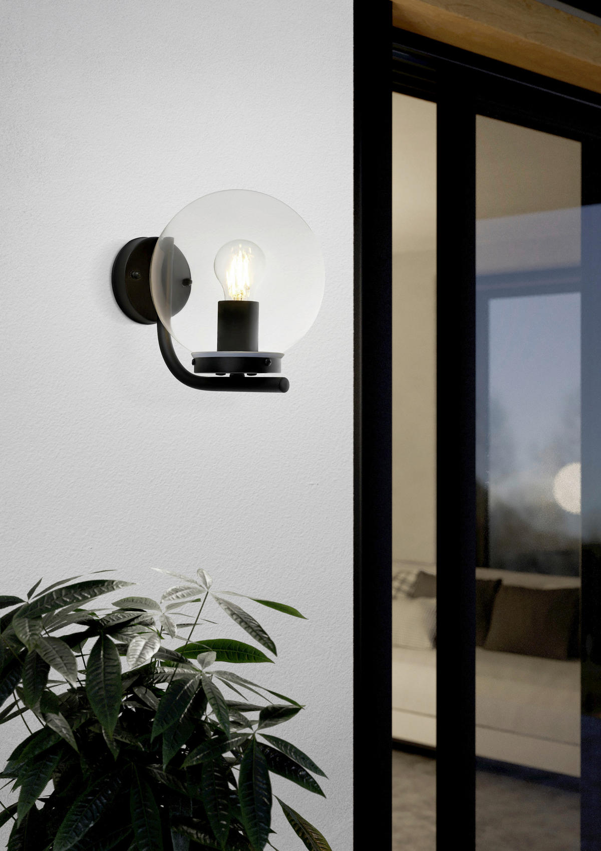 AUßENWANDLEUCHTE 20/23 cm  - Transparent/Schwarz, Design, Kunststoff/Metall (20/23cm) - Eglo