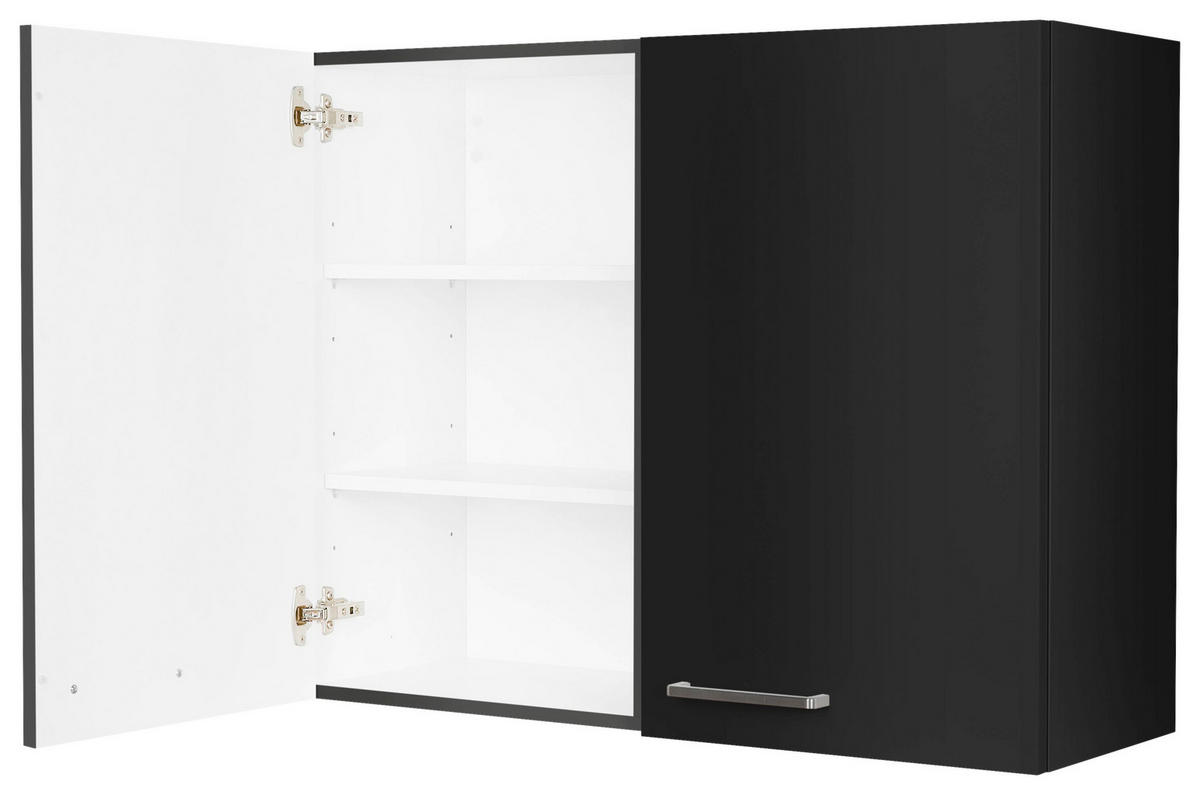KÜCHENOBERSCHRANK 90/72/35 cm  in Schwarz  - Edelstahlfarben/Schwarz, MODERN, Holzwerkstoff (90/72/35cm) - Nobilia