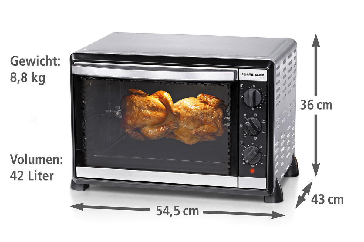 MINIBACKOFEN  - Edelstahlfarben, Basics, Metall (54.5/36/43cm) - Rommelsbacher