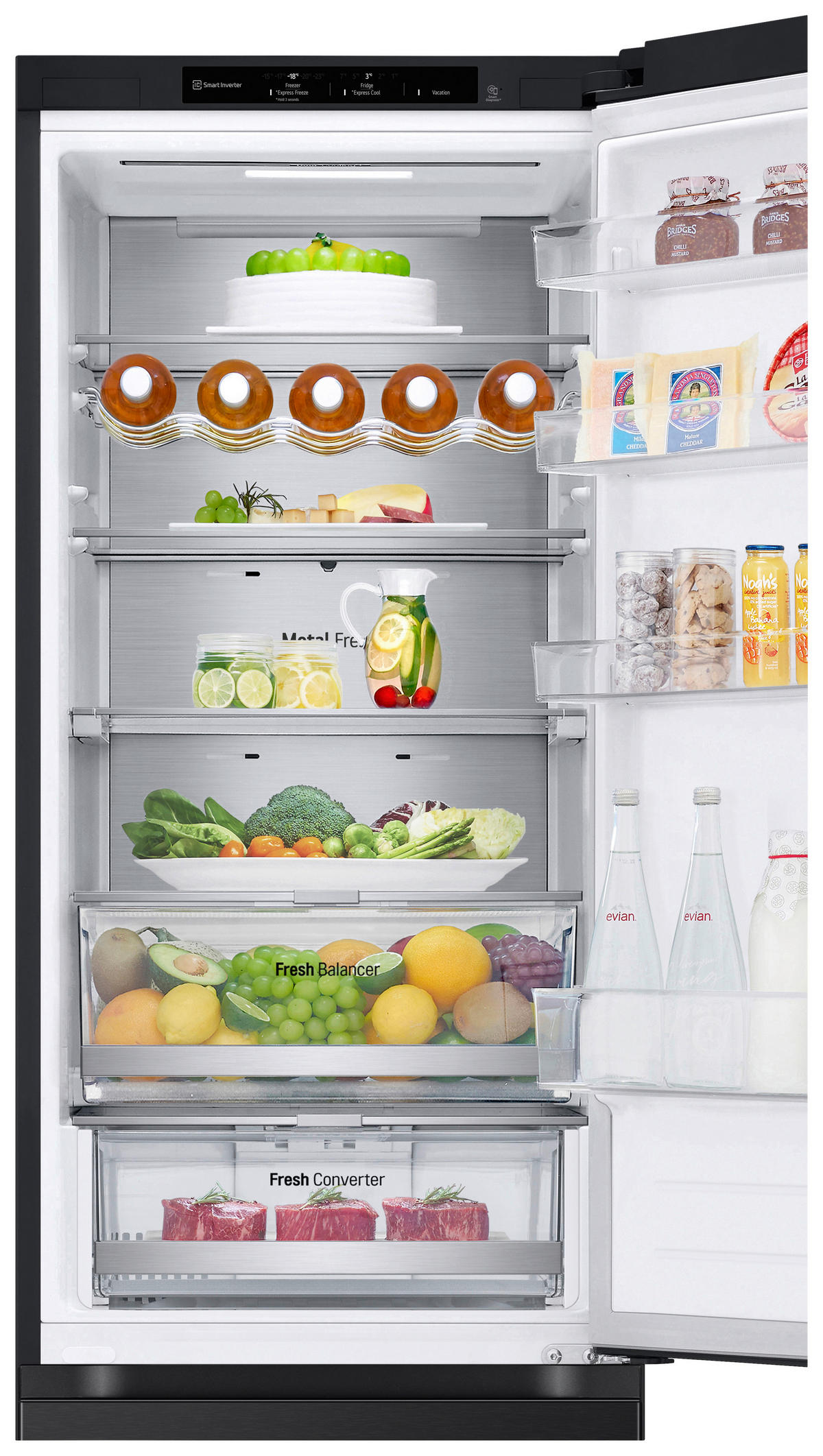 KÜHL-GEFRIER-KOMBINATION GBV7280AEV  - Schwarz, Basics, Glas/Kunststoff (59.5/203/67.5cm) - LG