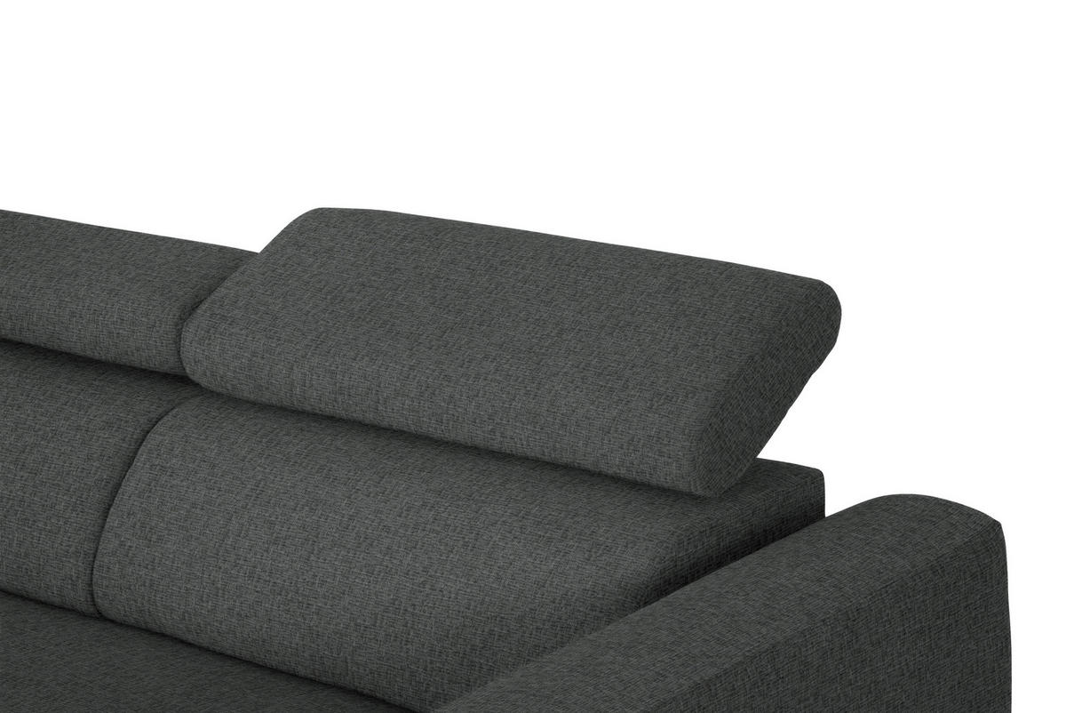 ECKSOFA in Chenille Dunkelgrau  205/280 cm  - Dunkelgrau/Schwarz, Design, Textil/Metall (205/280cm) - Xora