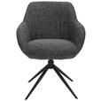 ARMLEHNSTUHL  Sitzfläche 360° drehbar, automatische Rückholfunktion Leinenoptik  - Anthrazit/Schwarz, Design, Textil/Metall (64/84/61cm) - Novel