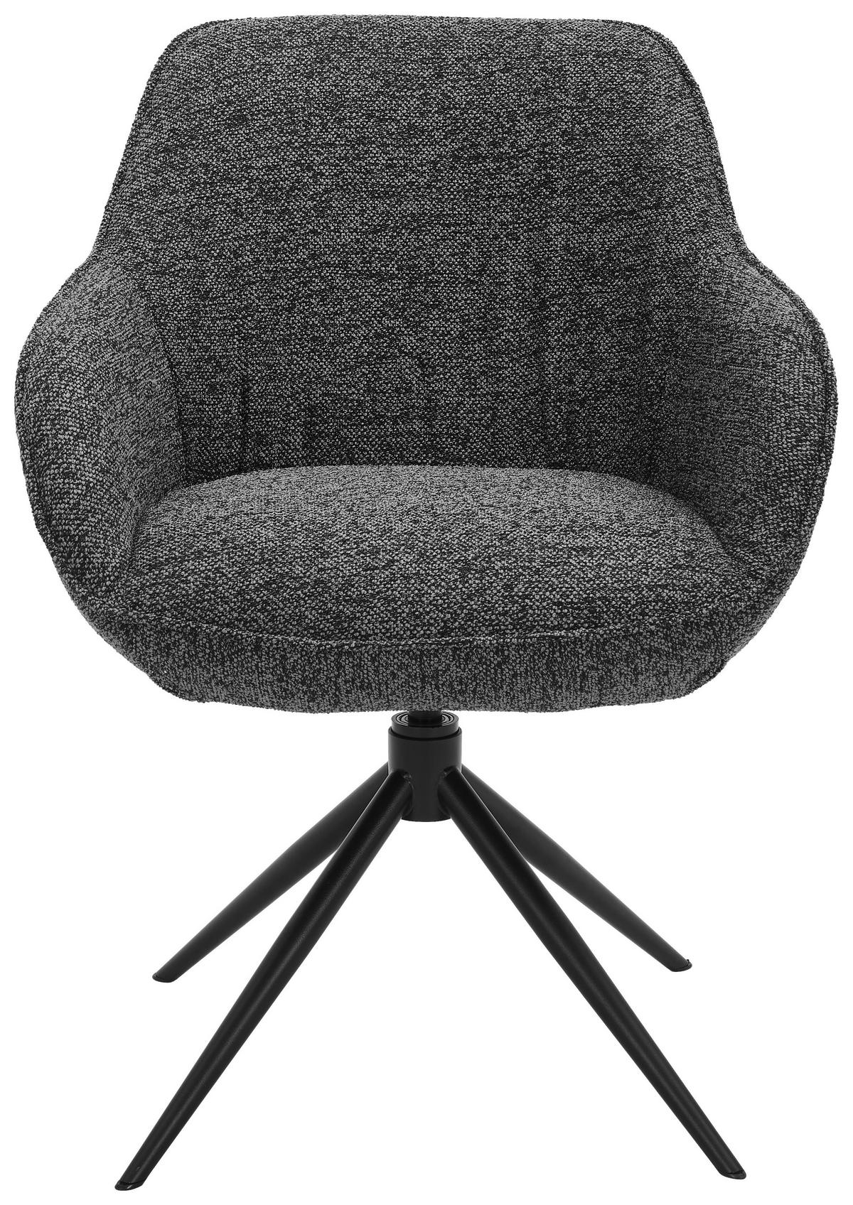 ARMLEHNSTUHL  in Eisen Leinenoptik  - Anthrazit/Schwarz, Design, Textil/Metall (64/84/61cm) - Novel