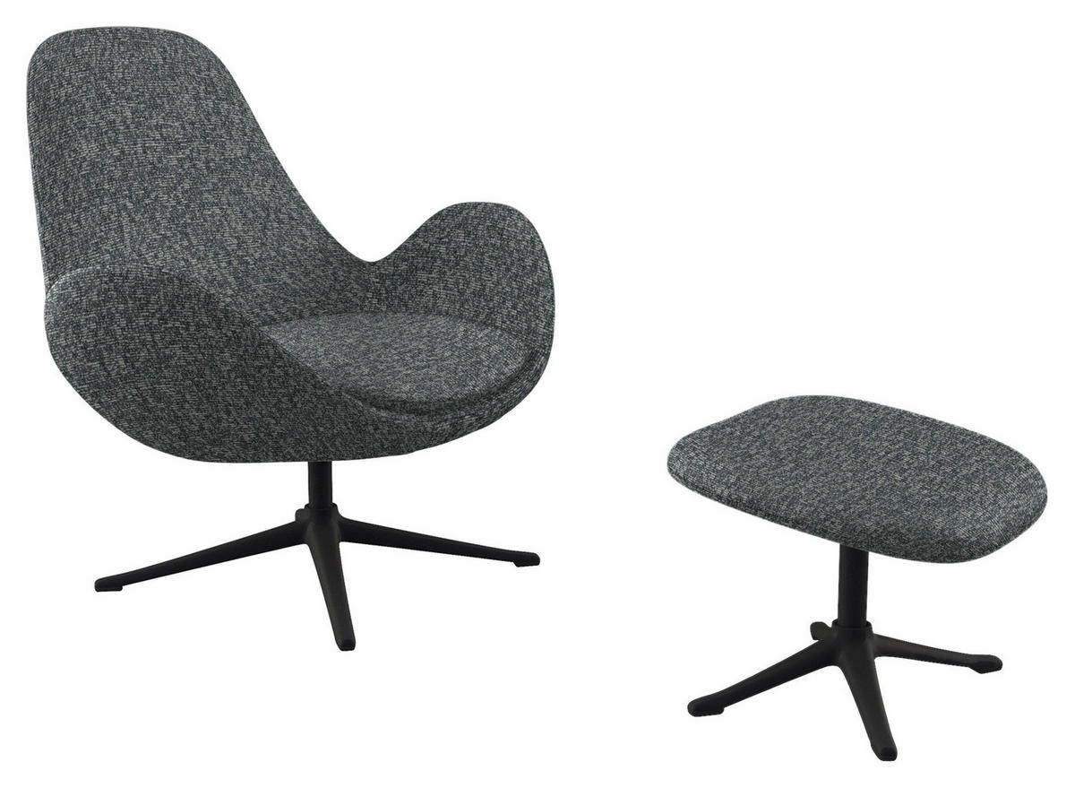 SESSEL in Chenille Graphitfarben  - Schwarz/Graphitfarben, Design, Textil/Metall (88/89/80cm) - home24