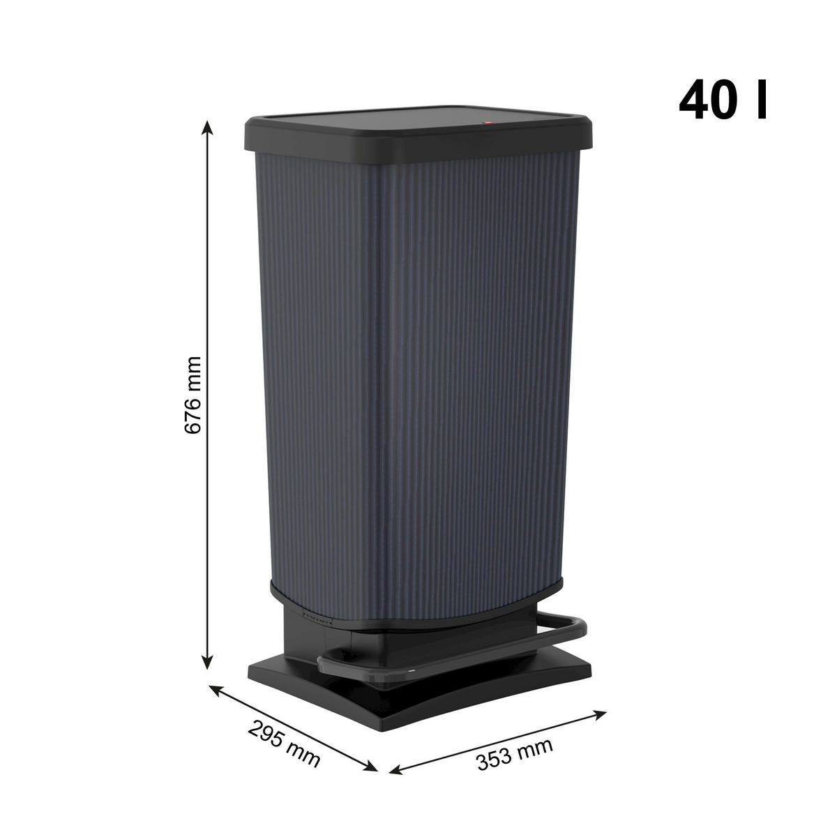 ABFALLEIMER Paso 40 L  - Graphitfarben/Schwarz, KONVENTIONELL, Kunststoff (35,3/29,5/67,6cm) - Rotho