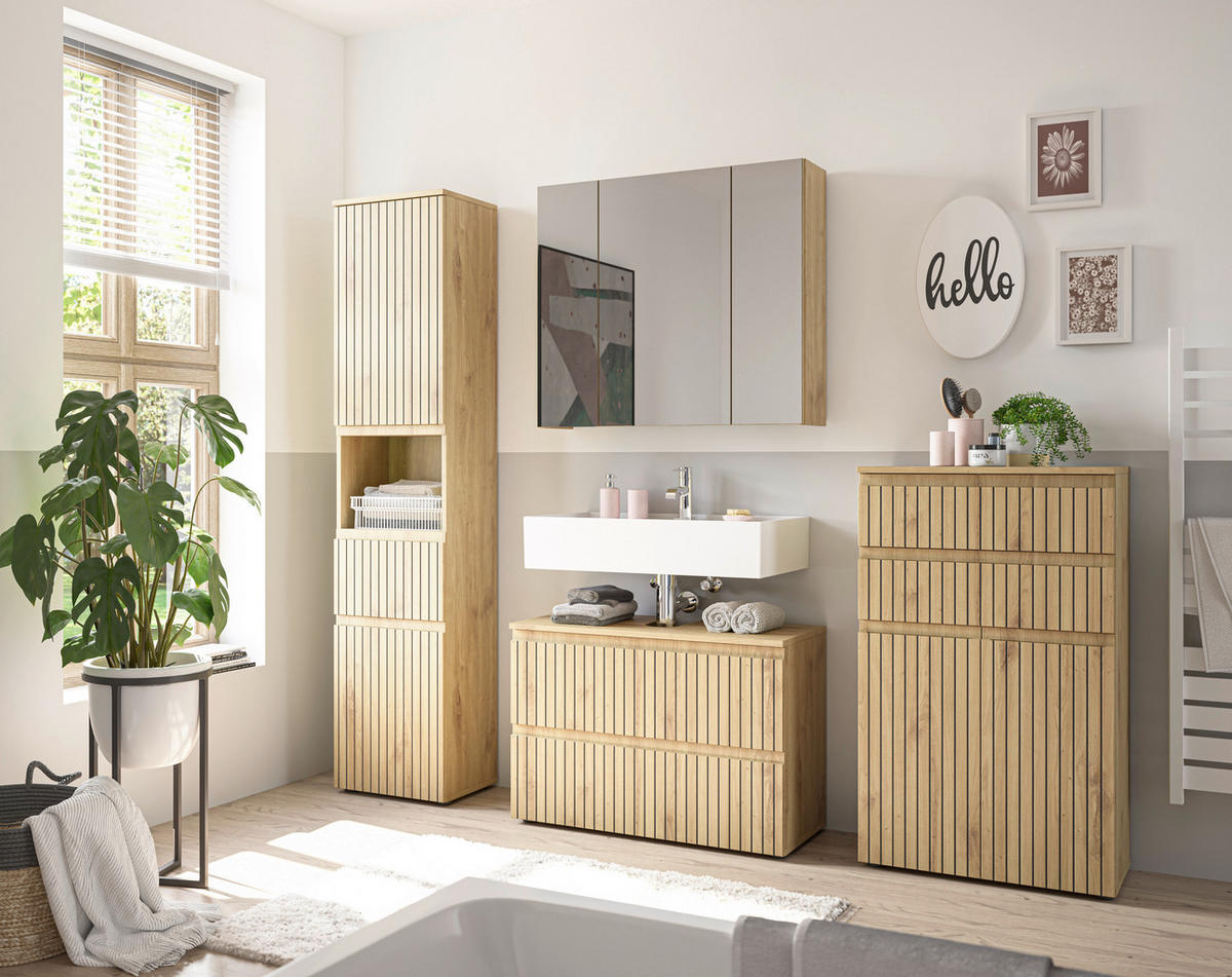 SPIEGELSCHRANK 80/70/20 cm  - Eiche Artisan, MODERN, Glas/Holzwerkstoff (80/70/20cm) - MID.YOU