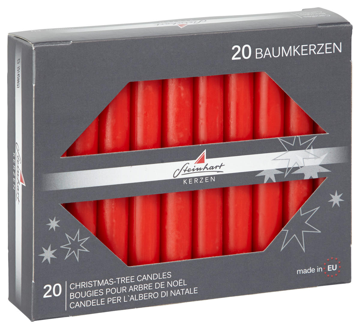 CHRISTBAUMKERZE  - Rot, KONVENTIONELL (1,3/9,5cm)