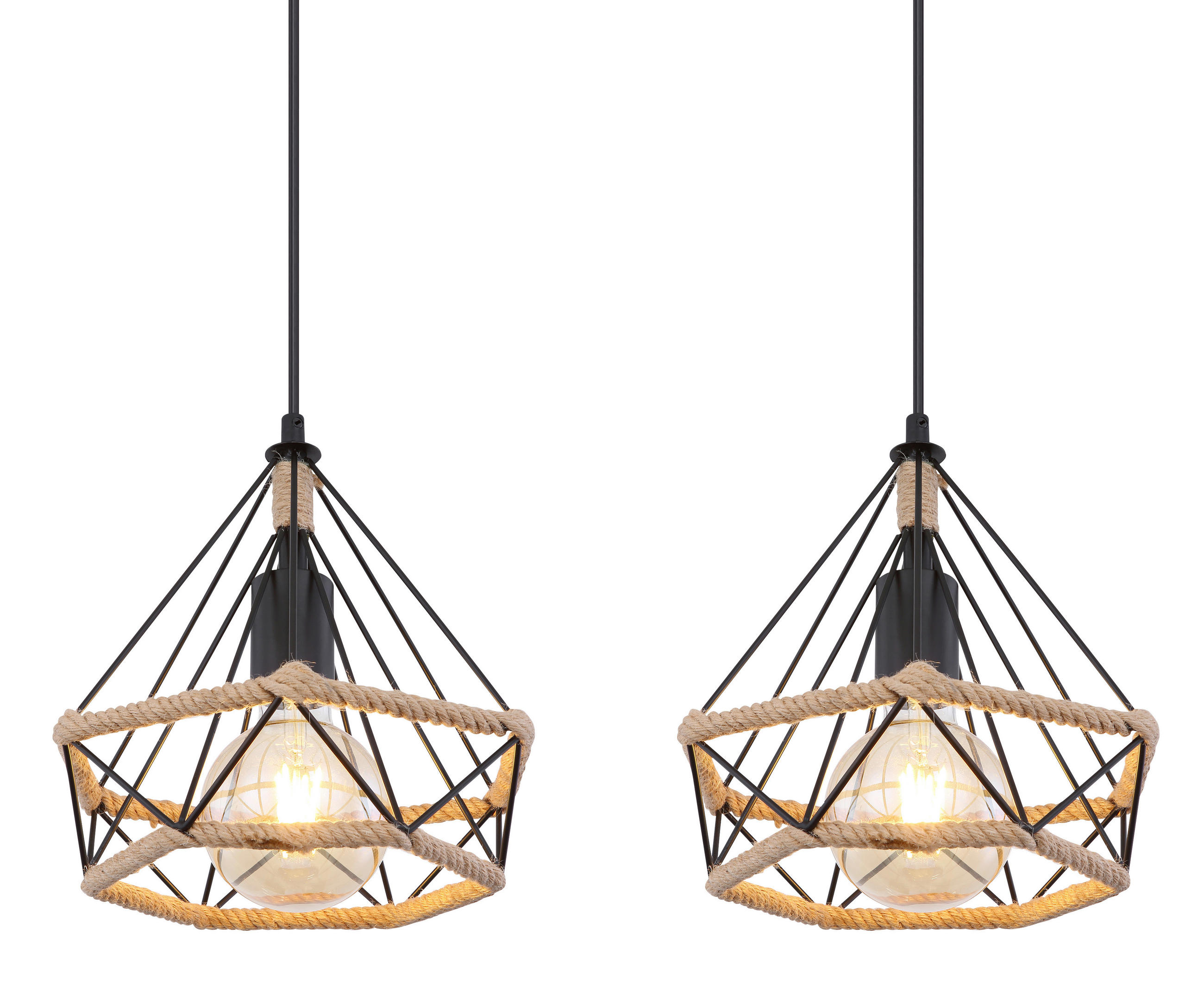 HÄNGELEUCHTE 100/25/120 cm   - Schwarz/Braun, Basics, Naturmaterialien/Metall (100/25/120cm) - Globo