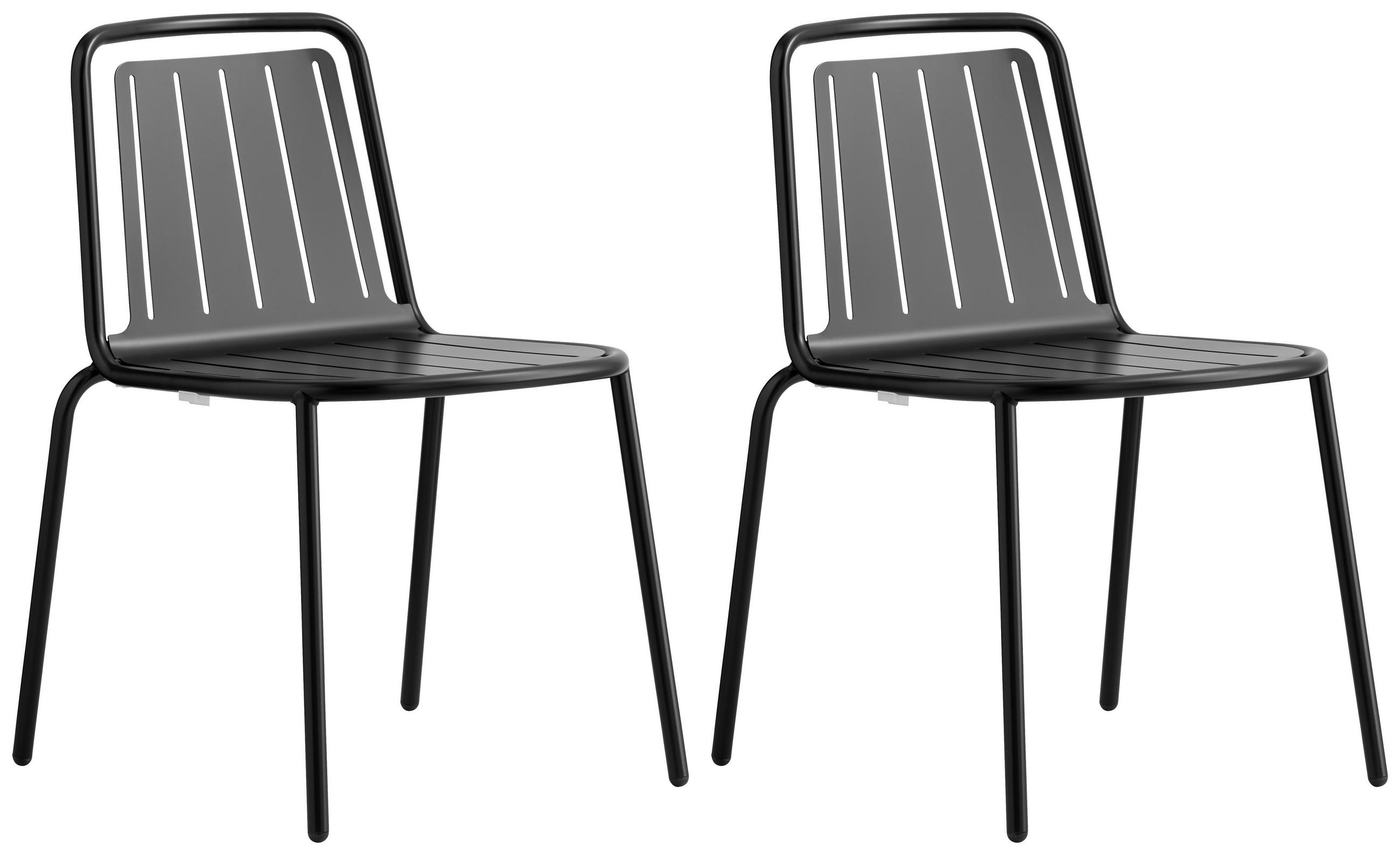 GARTENSTUHL-SET Edelstahl Schwarz  - Schwarz, Design, Metall (54/79/57cm) - Connubia 