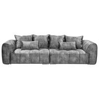 BIGSOFA Mikrovelours Grau  - Silberfarben/Grau, Modern, Kunststoff/Textil (316/90/112cm) - Livetastic