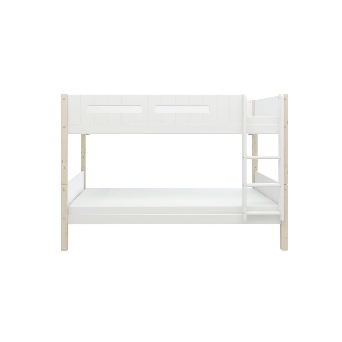 ETAGENBETT 90/200 cm,  in Absturzsicherung, Leiter, Lattenrost, Rollroste  - Naturfarben/Weiß, MODERN, Holz (90/200cm) - Chameo