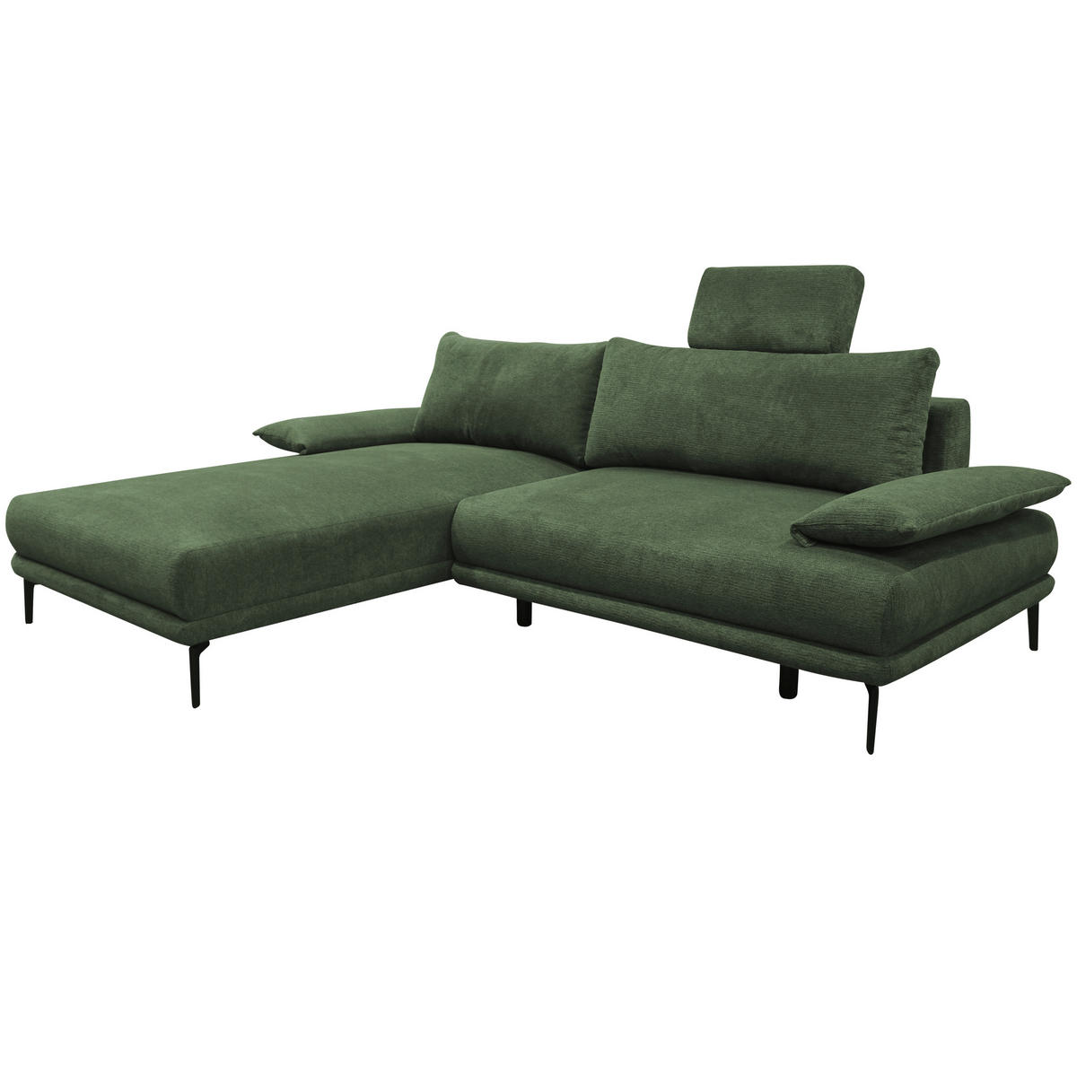 ECKSOFA in Webstoff Grün  192/260 cm  - Schwarz/Grün, Design, Textil/Metall (192/260cm) - MID.YOU