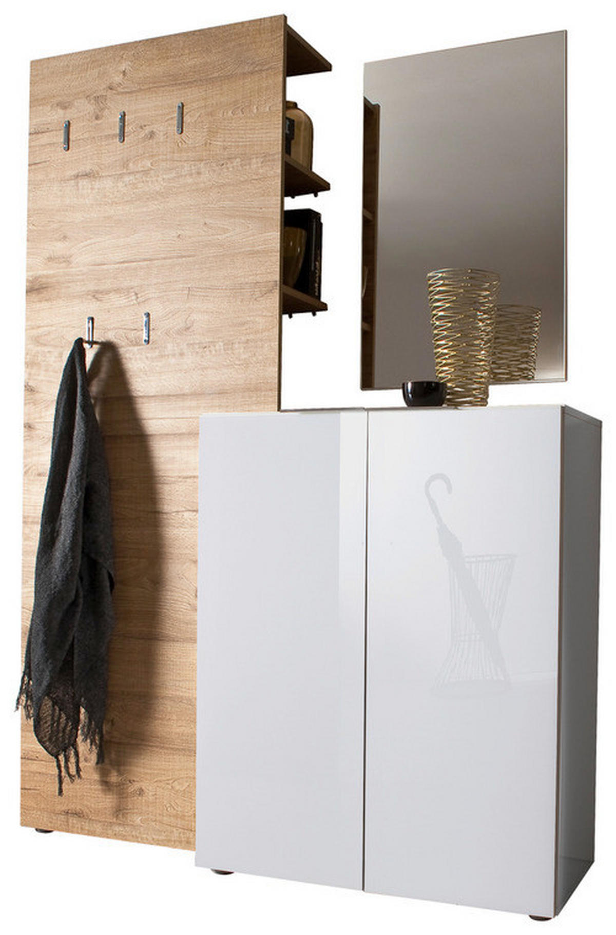 SCHUHSCHRANK  in 80/101/39 cm  - Weiss/Edelstahlfarben, Design, Holzwerkstoff/Kunststoff (80/101/39cm) - Carryhome