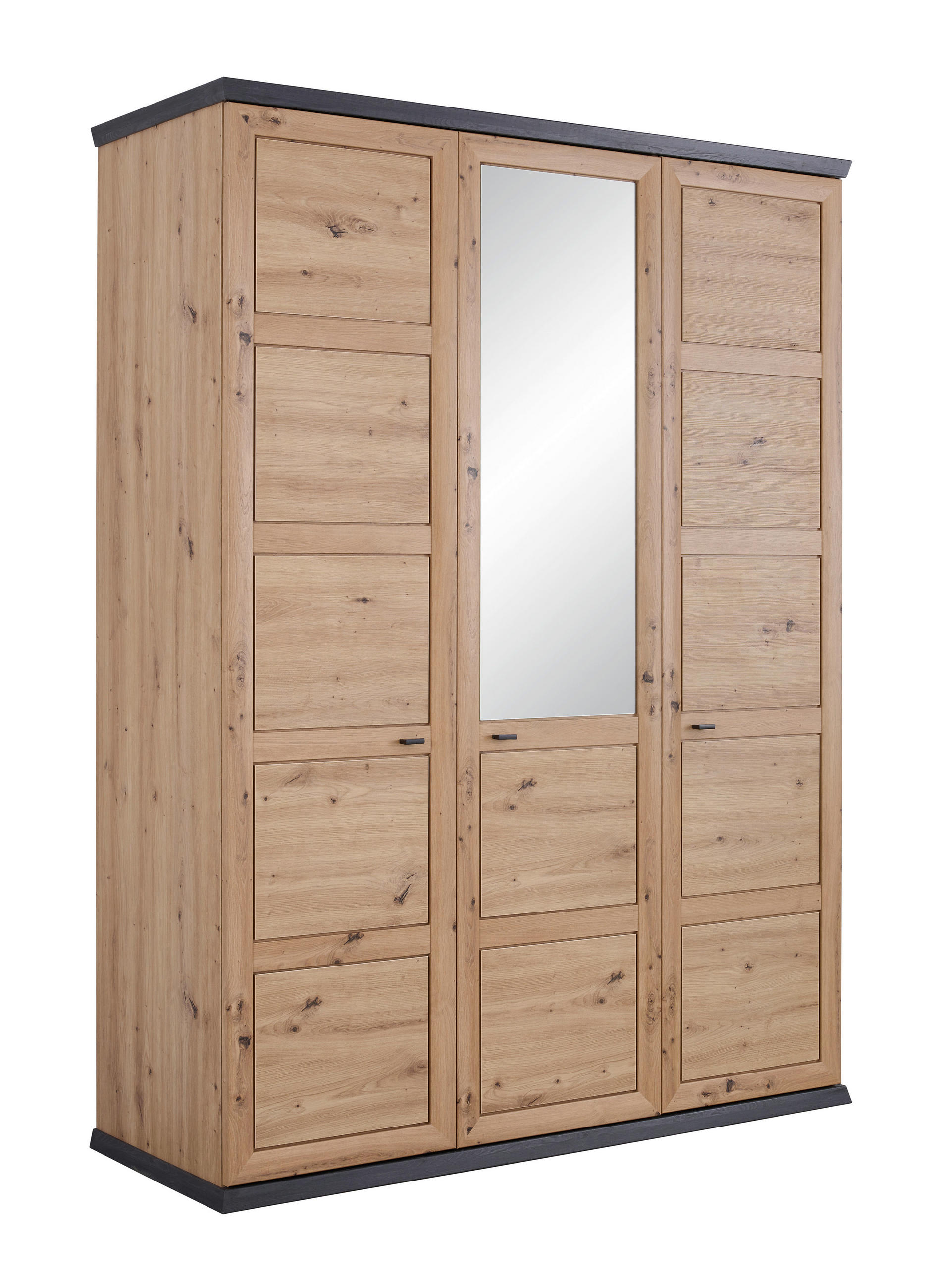 ŠATNÍ SKŘÍŇ SE ZRCADLEM, tmavě šedá, dub artisan, 154/209/60 cm - tmavě šedá/dub artisan, Romantický / Rustikální, kov/kompozitní dřevo (154/209/60cm) - Hom`in