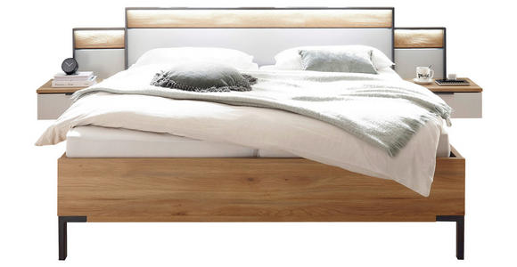 BETTANLAGE 180/200 cm  in Graphitfarben, Eichefarben, Hellgrau  - Eichefarben/Hellgrau, Design, Holz/Holzwerkstoff (180/200cm) - Xora