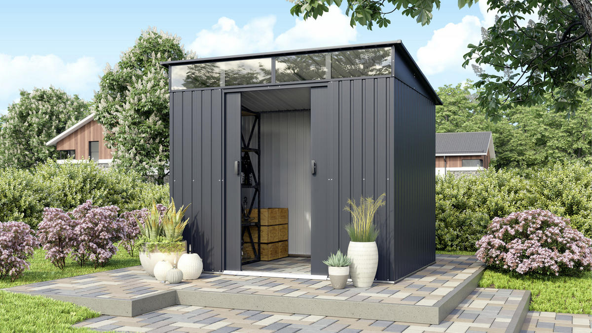 GERÄTEHAUS 238/203/194 cm  - Anthrazit, Basics, Metall (238/203/194cm)