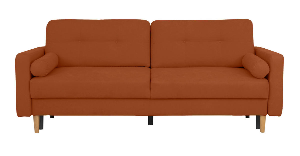 SCHLAFSOFA in Terracotta  - Buchefarben/Terracotta, Design, Holz/Textil (222/93/99cm) - MID.YOU