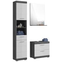 FÜRDŐSZOBABÚTOR - magasfényű fehér/szürke, Modern, műanyag/faalapú anyag (112cm) - MID.YOU