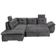 ECKSOFA in Mikrovelours Grau  - Schwarz/Grau, KONVENTIONELL, Kunststoff/Textil (217/265cm) - Carryhome