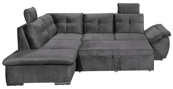 ECKSOFA in Mikrovelours Grau - Schwarz/Grau, KONVENTIONELL, Kunststoff/Textil (217/265cm) - Carryhome