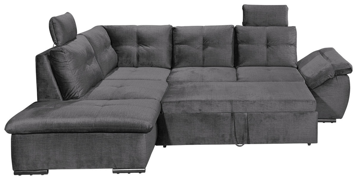 ECKSOFA in Mikrovelours Grau  - Schwarz/Grau, Konventionell, Kunststoff/Textil (217/265cm) - Carryhome