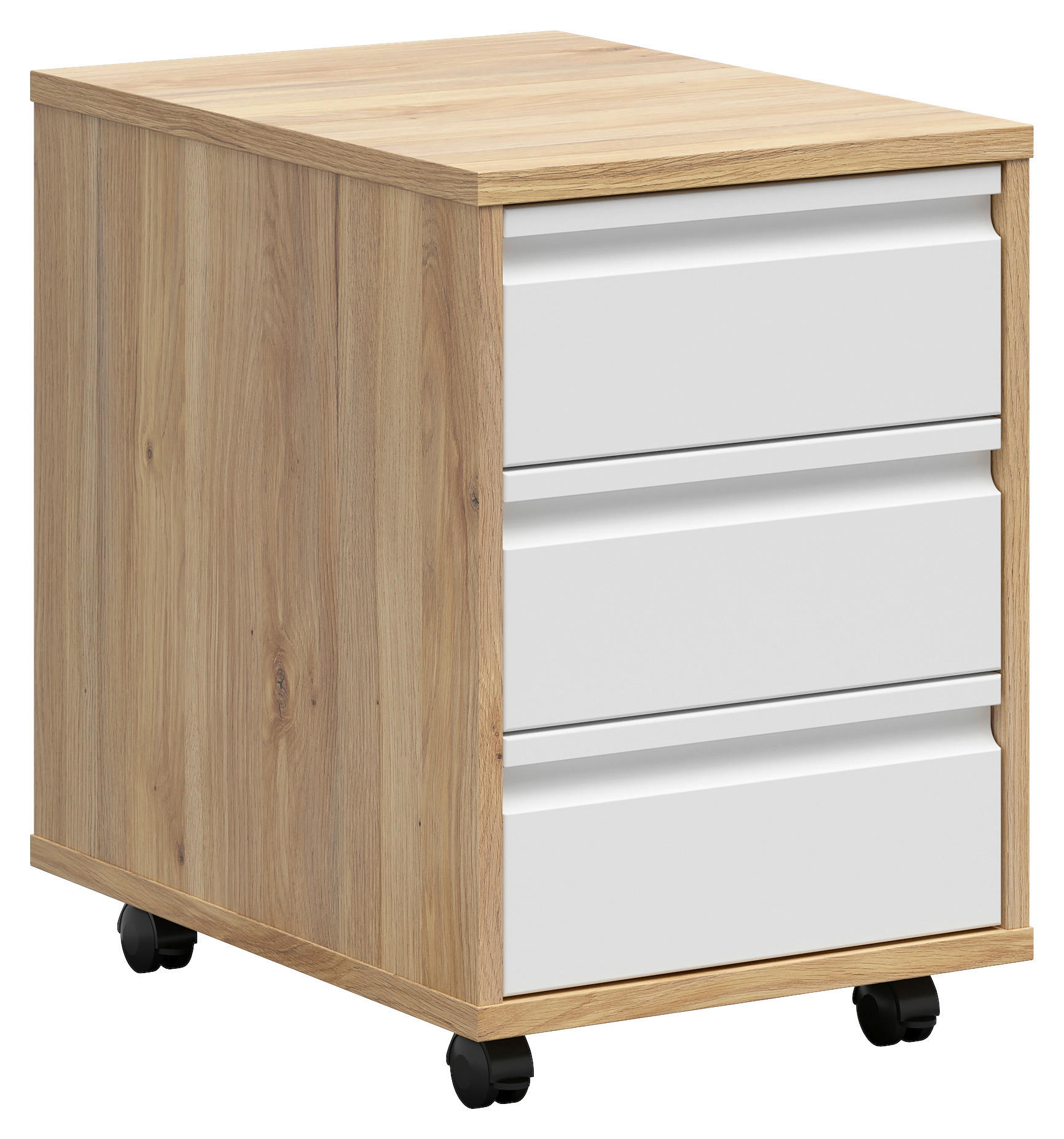 ROLLCONTAINER Weiß, Eichefarben  - Eichefarben/Weiß, KONVENTIONELL, Holzwerkstoff/Kunststoff (43/66,5/56cm) - Carryhome