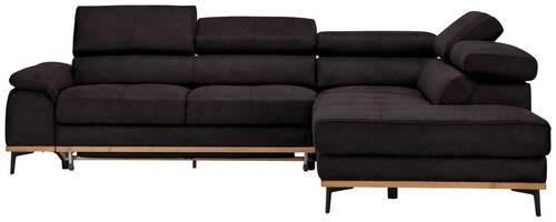 ECKSOFA in Lederlook Grau  - Schwarz/Grau, Natur, Holz/Textil (282/226cm) - Novel