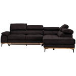 ECKSOFA in Lederlook Grau  - Schwarz/Grau, Natur, Holz/Textil (282/226cm) - Novel