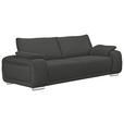 3-SITZER-SOFA Lederlook Anthrazit  - Chromfarben/Anthrazit, KONVENTIONELL, Textil/Metall (241/85/95cm) - Carryhome