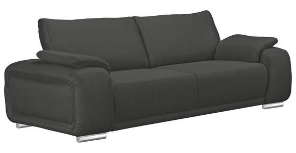 3-SITZER-SOFA Lederlook Anthrazit - Chromfarben/Anthrazit, KONVENTIONELL, Textil/Metall (241/85/95cm) - Carryhome